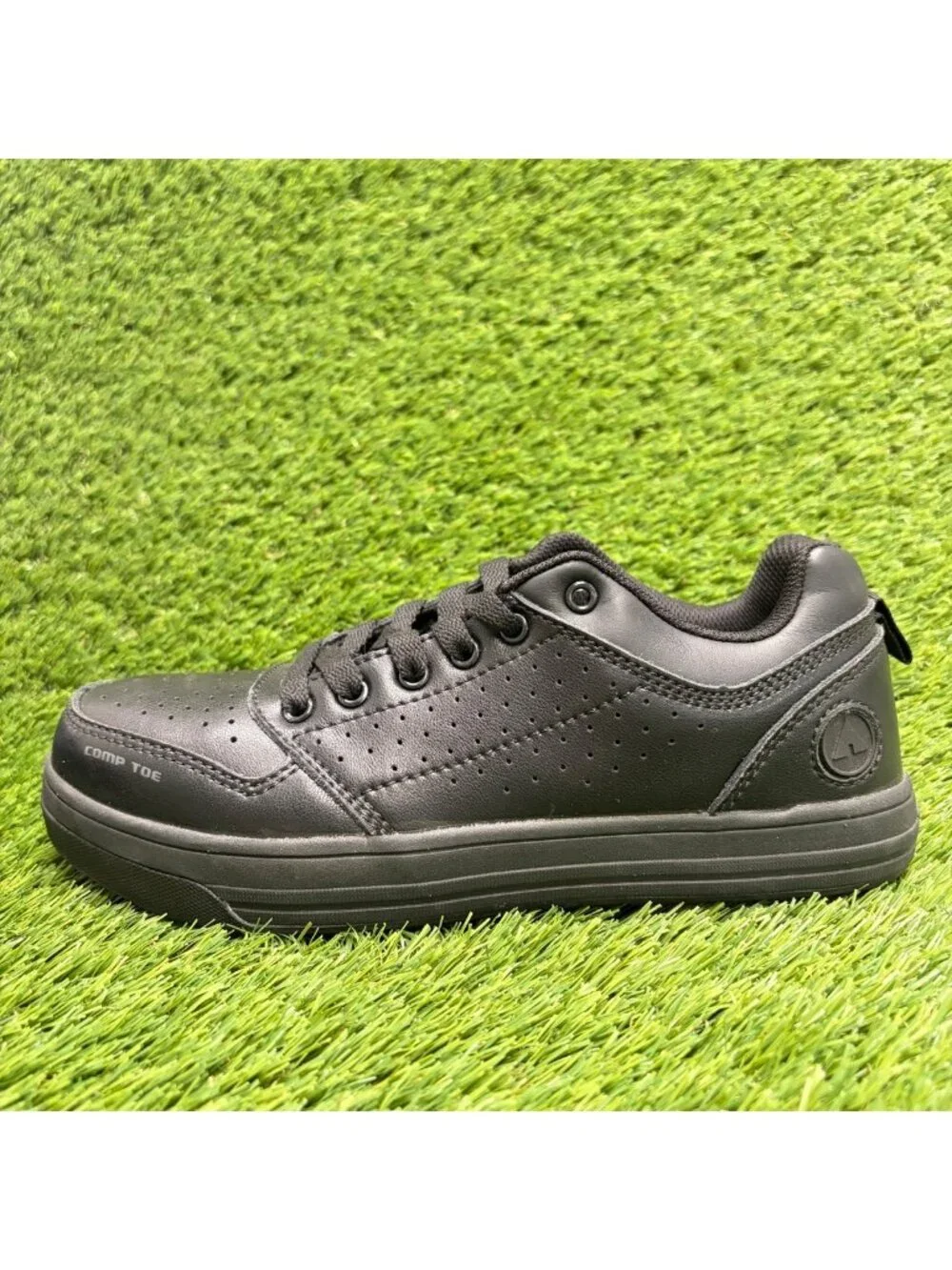 Airwalk Arena Womens Size 7.5D Black Leather Composite Toe Safety Work Shoes